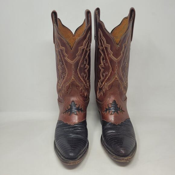 Lucchese 1883 Boots 6.5B Brown Lizard Leather Two Tone Cowboy Western Cowgirl - Picture 6 of 15